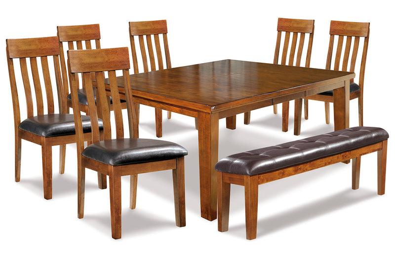 Ralene Medium Brown Dining Table and 6 Chairs and Bench -  Ashley - DMV Furniture