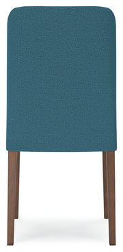 Lyncott Brown Round Dining Table and 4 Blue/Brown Chairs from Ashley - DMV Furniture