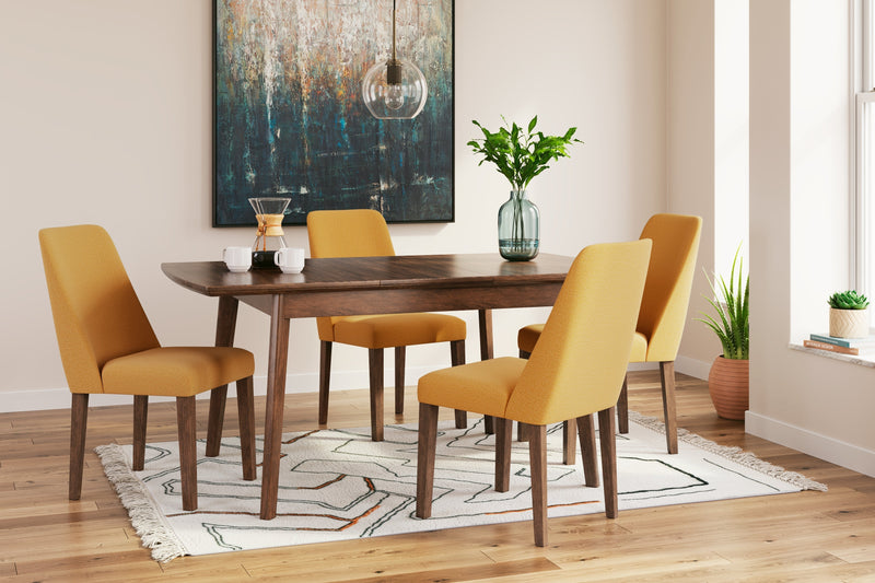 Lyncott Mustard/Brown Dining Table and 4 Chairs from Ashley - DMV Furniture