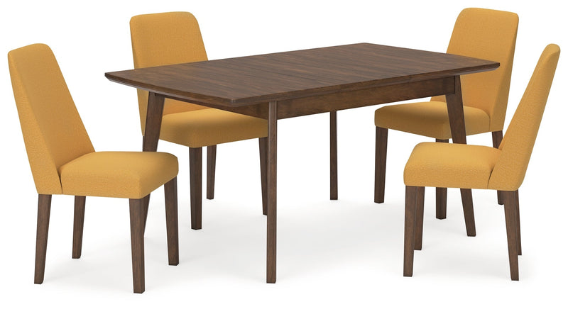 Lyncott Mustard/Brown Dining Table and 4 Chairs from Ashley - DMV Furniture