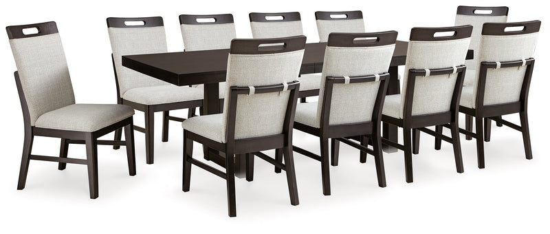 Neymorton Dining Table and 10 Chairs in Dark Grayish Brown from Ashley - DMV Furniture