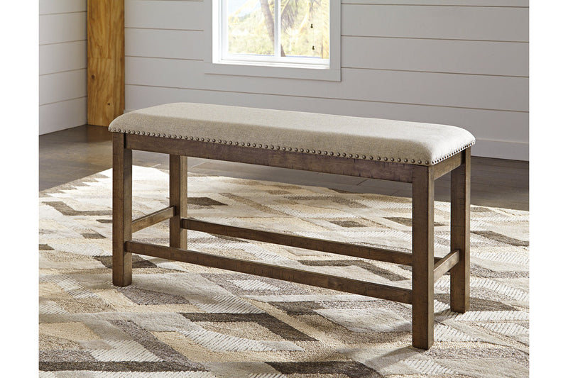 Moriville Grayish Brown Counter Height Dining Table with 4 Barstools and Bench -  Ashley - DMV Furniture