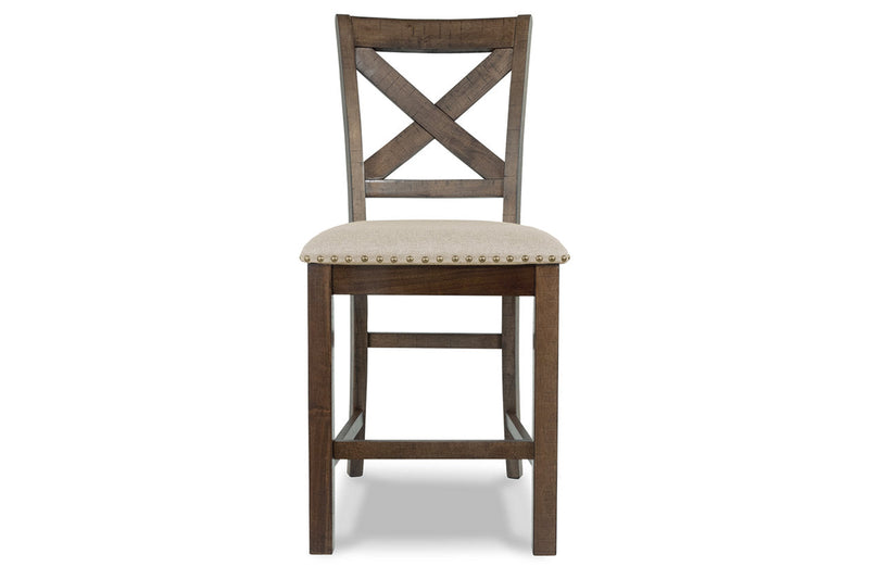 Moriville Beige Counter Height Dining Table and 6 Barstools -  Ashley - DMV Furniture