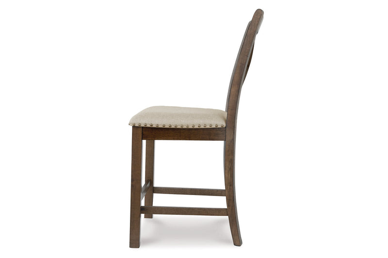 Moriville Grayish Brown Counter Height Dining Table with 4 Barstools, Bench, and Server -  Ashley - DMV Furniture