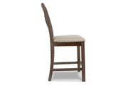 Moriville Grayish Brown Counter Height Dining Table with 4 Barstools and Bench -  Ashley - DMV Furniture