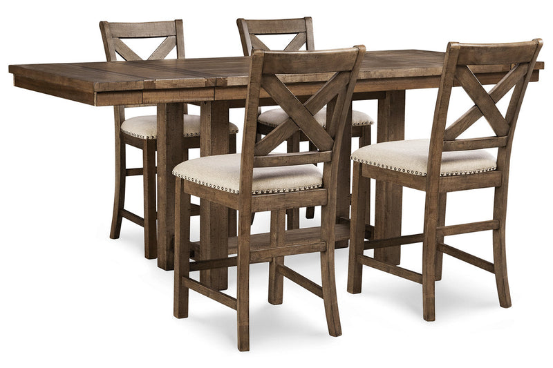 Moriville Grayish Brown Counter Height Dining Table and 4 Barstools -  Ashley - DMV Furniture