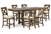 Moriville Beige Counter Height Dining Table and 6 Barstools -  Ashley - DMV Furniture