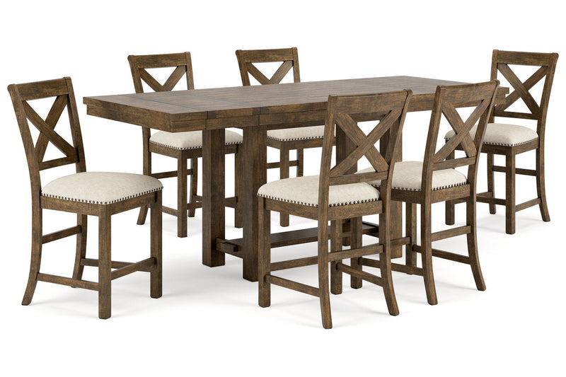 Moriville Beige Counter Height Dining Table and 6 Barstools -  Ashley - DMV Furniture
