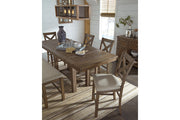 Moriville Grayish Brown Counter Height Dining Table, 4 Barstools and Server -  Ashley - DMV Furniture