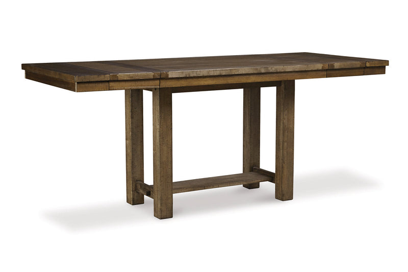 Moriville Grayish Brown Counter Height Dining Table with 4 Barstools and Bench -  Ashley - DMV Furniture