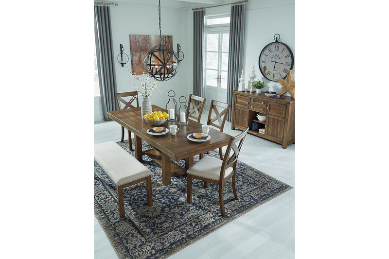 Moriville Beige Dining Table and 4 Chairs and Bench -  Ashley - DMV Furniture