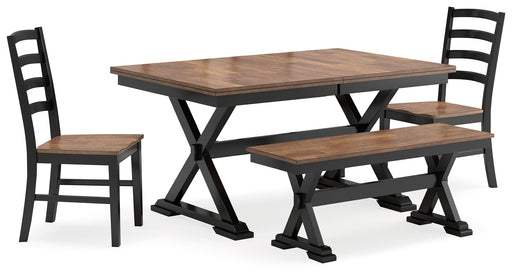Wildenauer Brown/Black Dining Table with 2 Chairs and Bench from Ashley - DMV Furniture