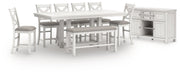 Robbinsdale Antique White Counter Height Dining Table and 6 Barstools and Bench with Storage from Ashley - DMV Furniture