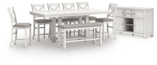 Robbinsdale Antique White Counter Height Dining Table and 6 Barstools and Bench with Storage from Ashley - DMV Furniture