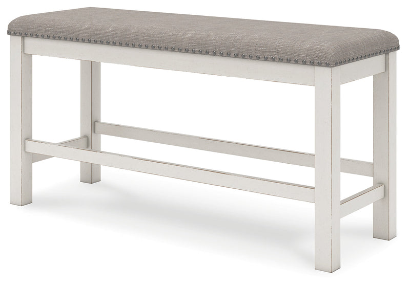 Robbinsdale Antique White Counter Height Dining Table and 6 Barstools and Bench with Storage from Ashley - DMV Furniture