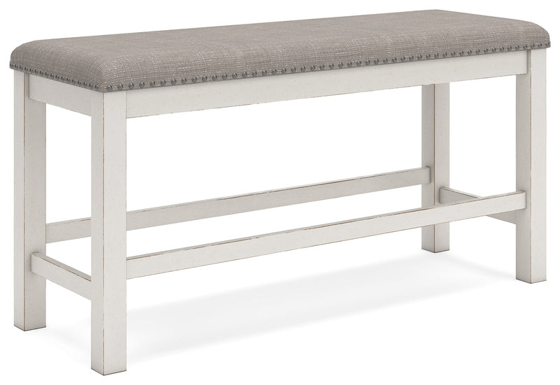 Robbinsdale Antique White Counter Height Dining Table and 6 Barstools and Bench with Storage from Ashley - DMV Furniture