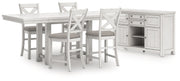 Robbinsdale Antique White Counter Height Dining Table and 8 Barstools with Storage from Ashley - DMV Furniture