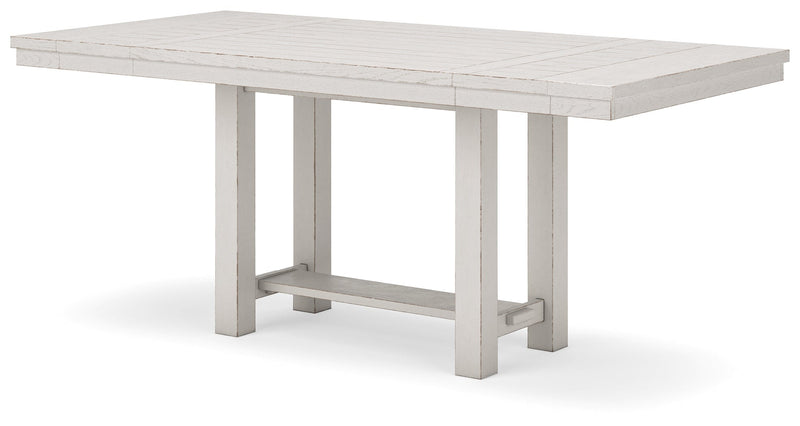 Robbinsdale Antique White Counter Height Dining Table and 6 Barstools and Bench with Storage from Ashley - DMV Furniture