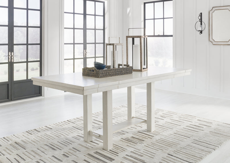 Robbinsdale Antique White Counter Height Dining Table and 6 Barstools and Bench with Storage from Ashley - DMV Furniture