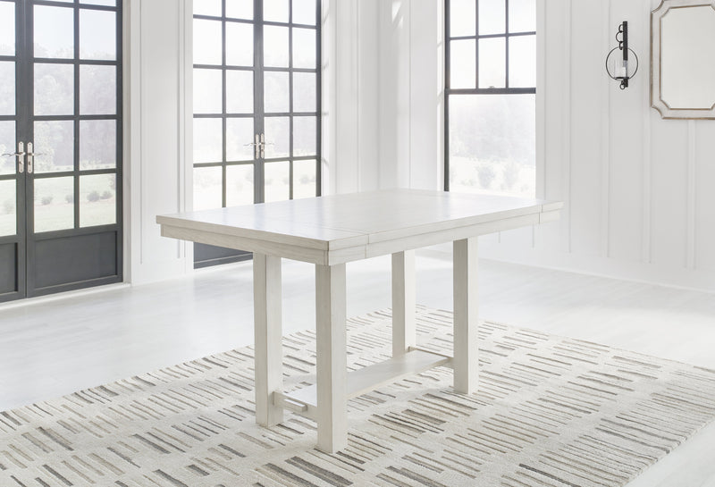 Robbinsdale Antique White Counter Height Dining Table and 6 Barstools and Bench with Storage from Ashley - DMV Furniture