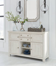 Robbinsdale Antique White Counter Height Dining Table and 6 Barstools and Bench with Storage from Ashley - DMV Furniture