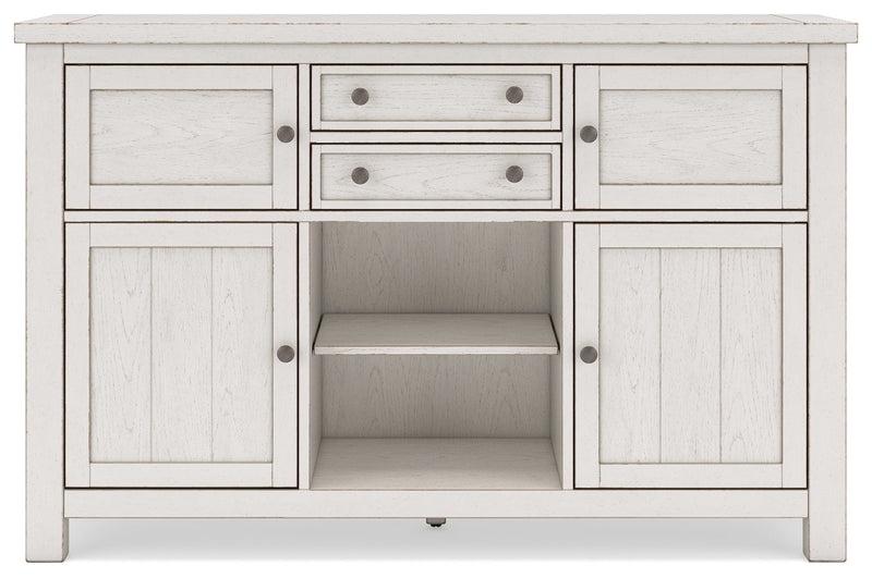 Robbinsdale Antique White Counter Height Dining Table and 6 Barstools and Bench with Storage from Ashley - DMV Furniture