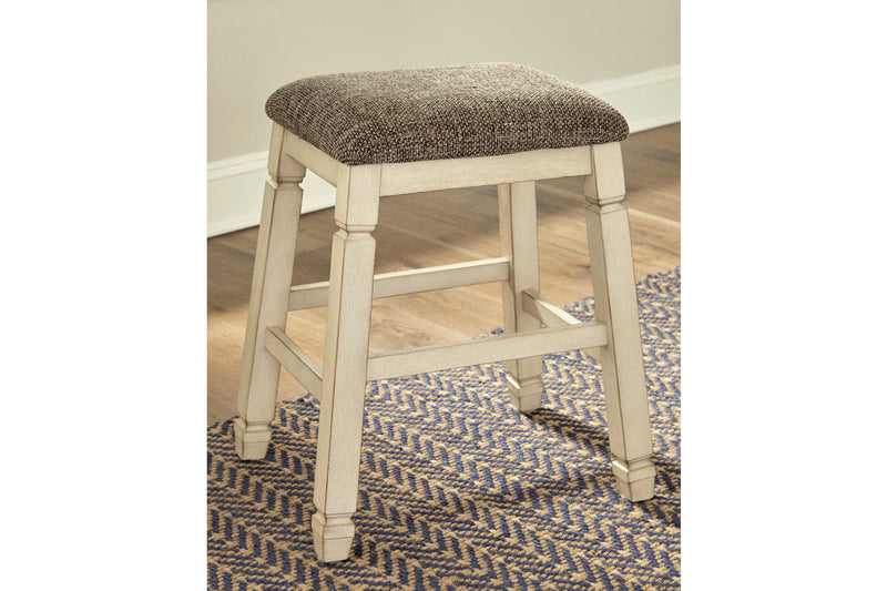 Bolanburg Antique White Counter Height Dining Table, 4 Stools, Bench and 2 Display Cabinets -  Ashley - DMV Furniture