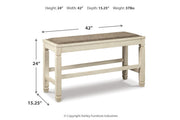 Bolanburg Antique White Counter Height Dining Table, 4 Stools, Bench and 2 Display Cabinets -  Ashley - DMV Furniture