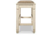 Bolanburg Antique White Counter Height Dining Table, 4 Stools, Bench and 2 Display Cabinets -  Ashley - DMV Furniture