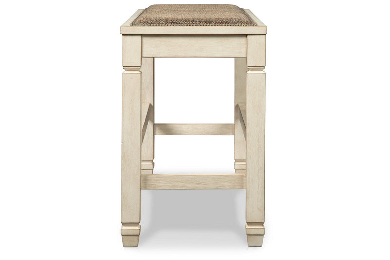 Bolanburg Antique White Counter Height Dining Table, 4 Barstools, Bench and Server -  Ashley - DMV Furniture