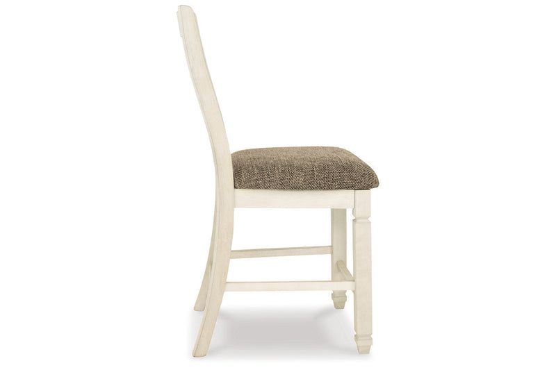 Bolanburg Antique White Counter Height Dining Table, 4 Barstools, Bench and Server -  Ashley - DMV Furniture