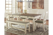 Bolanburg Antique White Dining Table with 4 Chairs and Bench -  Ashley - DMV Furniture