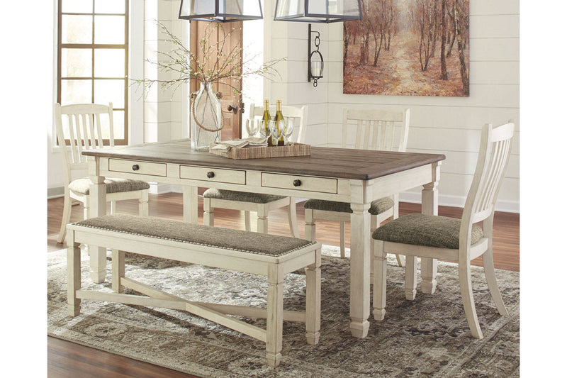 Bolanburg Antique White Dining Table with 4 Chairs and Bench -  Ashley - DMV Furniture