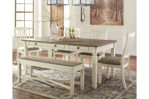 Bolanburg Antique White Dining Table with 4 Chairs and Bench -  Ashley - DMV Furniture