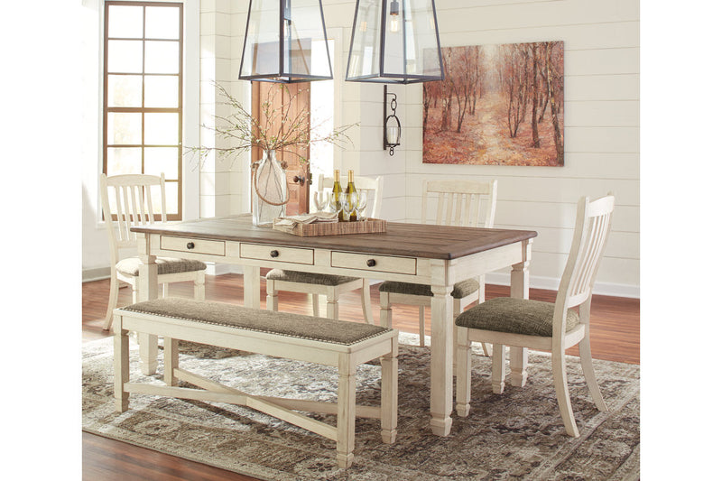 Bolanburg Antique White Dining Table with 4 Chairs and Bench -  Ashley - DMV Furniture