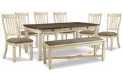 Bolanburg Two-tone Dining Table, 6 Chairs, and Bench -  Ashley - DMV Furniture