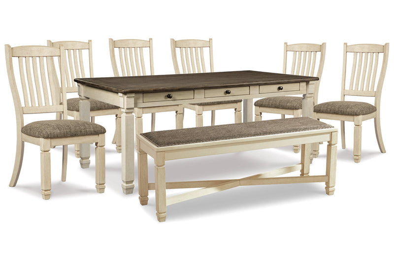 Bolanburg Two-tone Dining Table, 6 Chairs, and Bench -  Ashley - DMV Furniture