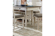 Bolanburg Antique White Counter Height Dining Table, 4 Barstools, Bench and Server -  Ashley - DMV Furniture