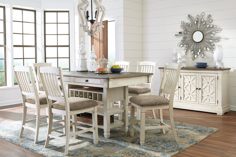 Bolanburg Two-tone Counter Height Dining Table and 6 Barstools with Server -  Ashley - DMV Furniture