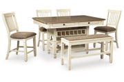Bolanburg Two-tone Counter Height Dining Table and 4 Barstools and Bench -  Ashley - DMV Furniture