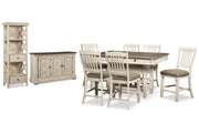 Bolanburg Two-tone Counter Height Table with 6 Barstools, Server and Display Cabinet -  Ashley - DMV Furniture