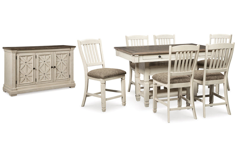 Bolanburg Two-tone Counter Height Dining Table and 6 Barstools with Server -  Ashley - DMV Furniture