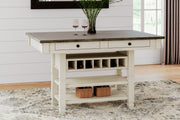 Bolanburg Two-tone Counter Height Table with 6 Barstools, Server and Display Cabinet -  Ashley - DMV Furniture