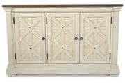 Bolanburg Antique White Counter Height Dining Table, 4 Barstools, Bench and Server -  Ashley - DMV Furniture