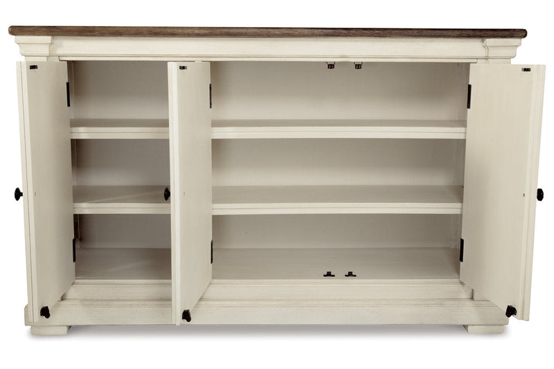Bolanburg Two-tone Counter Height Table with 6 Barstools, Server and Display Cabinet -  Ashley - DMV Furniture