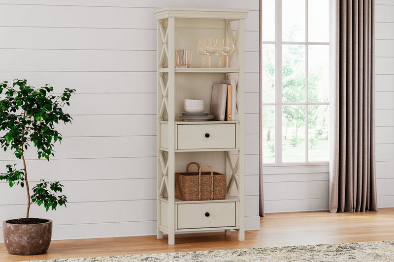 Bolanburg Antique White Counter Height Dining Table, 4 Stools, Bench and 2 Display Cabinets -  Ashley - DMV Furniture