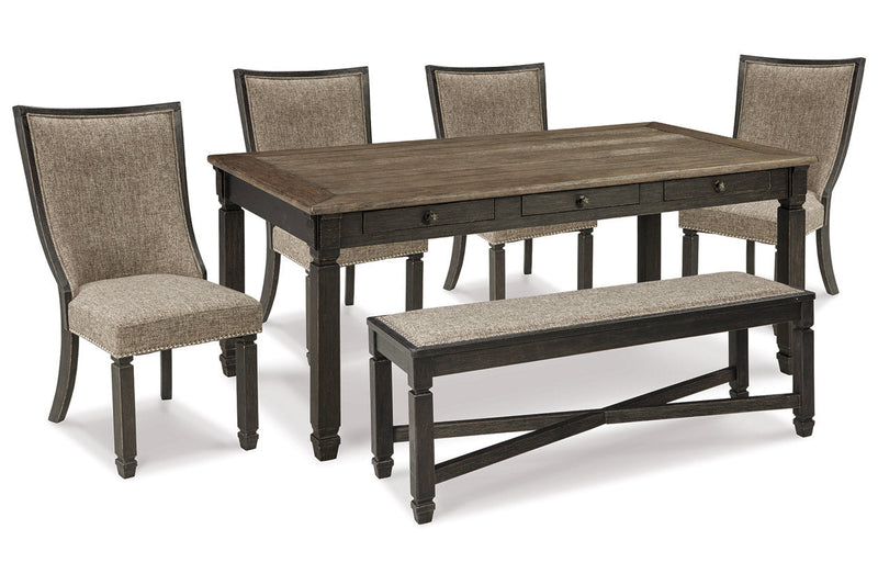 Tyler Creek Black/Grayish Brown Dining Table and 4 Chairs with Bench -  Ashley - DMV Furniture