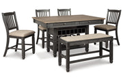 Tyler Creek Black/Gray Counter Height Dining Table and 4 Barstools and Bench -  Ashley - DMV Furniture
