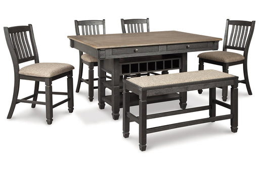 Tyler Creek Black/Gray Counter Height Dining Table and 4 Barstools and Bench -  Ashley - DMV Furniture