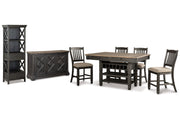 Tyler Creek Black/Grayish Brown Counter Height Table with 4 Barstools, Server and Display Cabinet -  Ashley - DMV Furniture